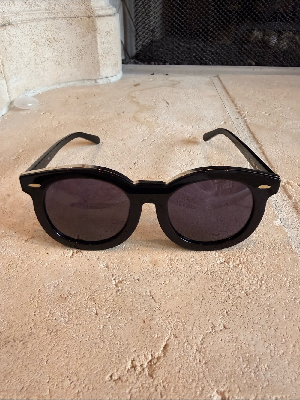Karen Walker Black Round Acetate Sunglasses